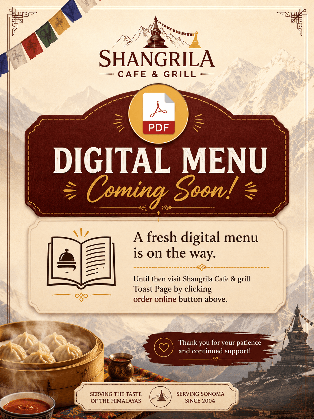 Menu announcement