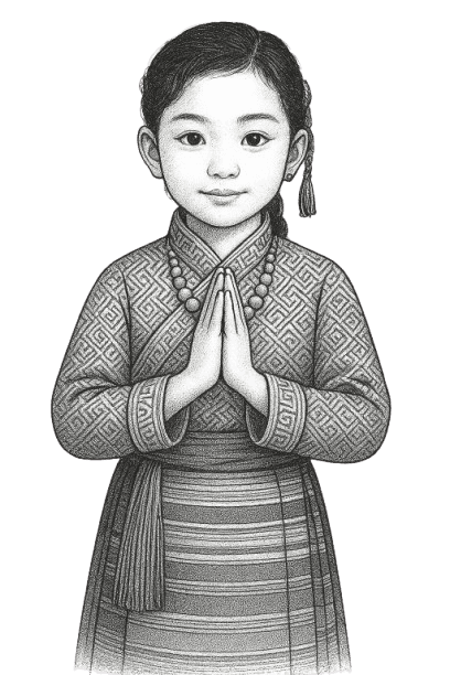 Girl greeting with Namaste